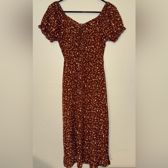 Women’s Floral Brown Floral Midi Dress Size Small - Picture 1 of 6